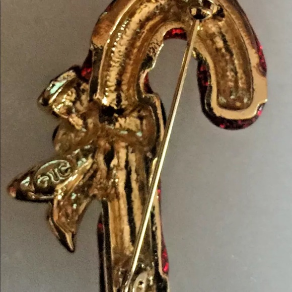 LIMITED Edition Gold HOLIDAY Candy Cane Brooch - Picture 5 of 8